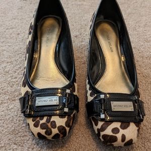 Calf hair leather flat loafers 9 animal print